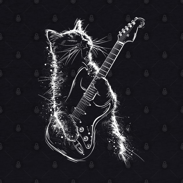 A rock and roll cat playing electric guitar | Rock Cat by Monochromania